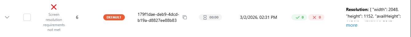 Device Size Check Rejected Participant
