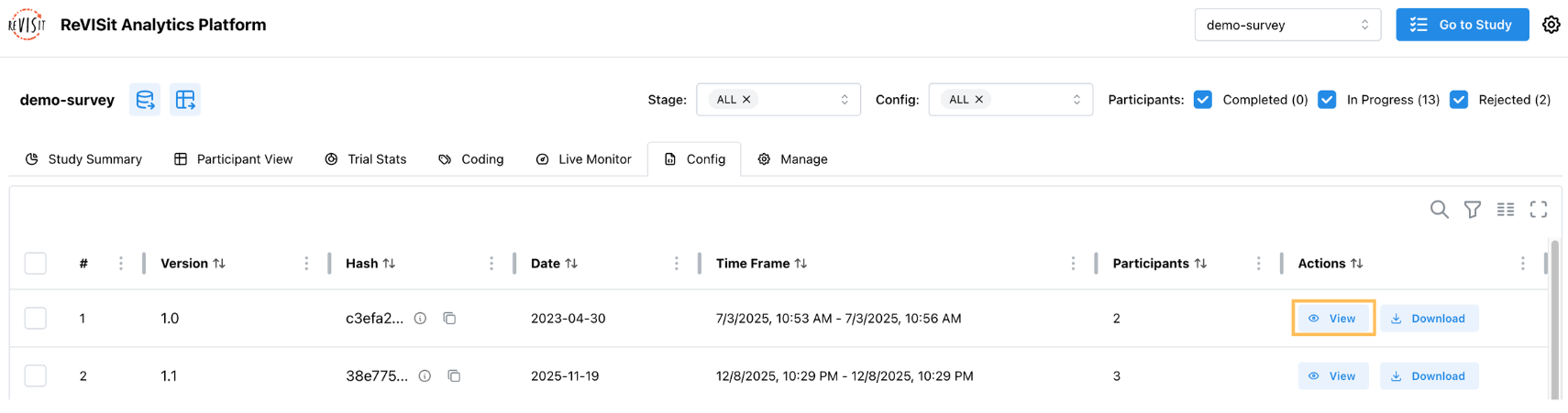 View Config