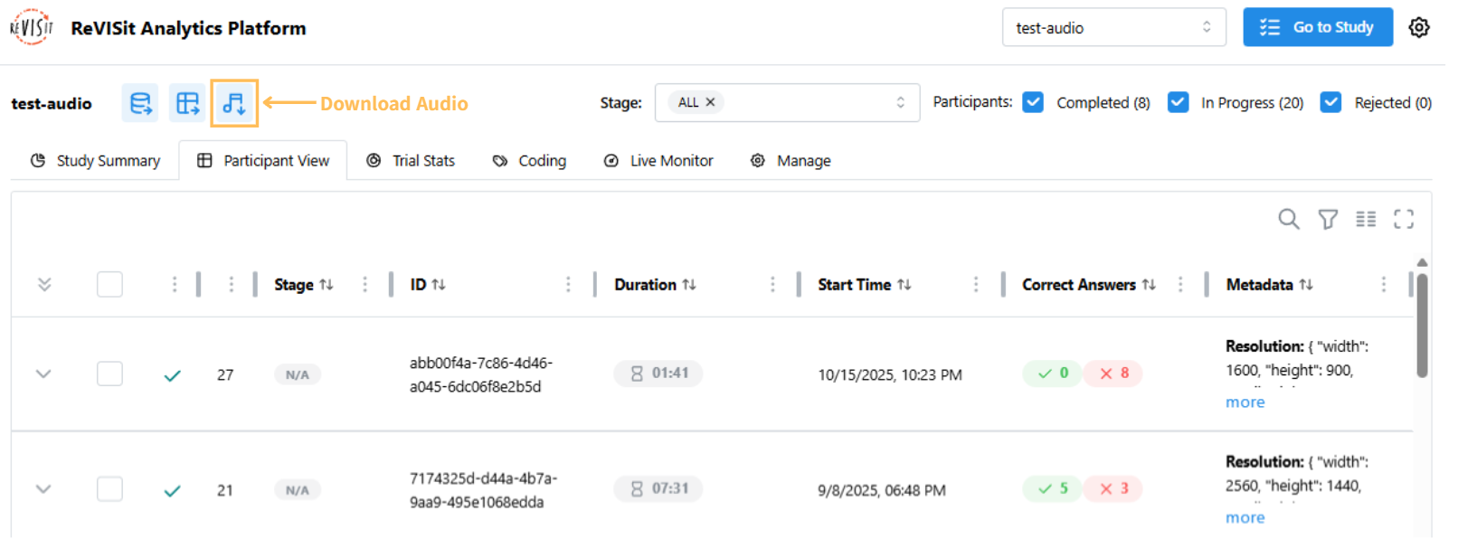 Download participants' audio