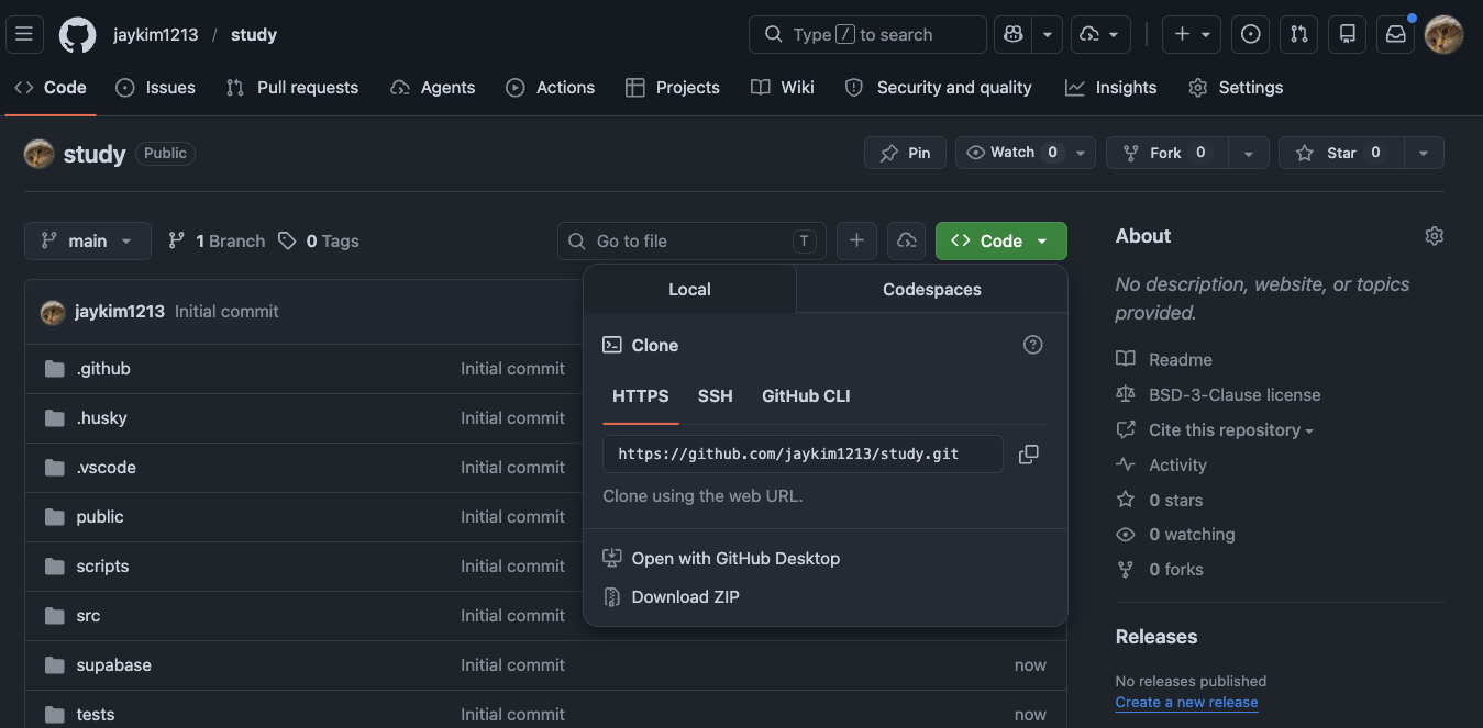 Copy the repository clone URL from GitHub
