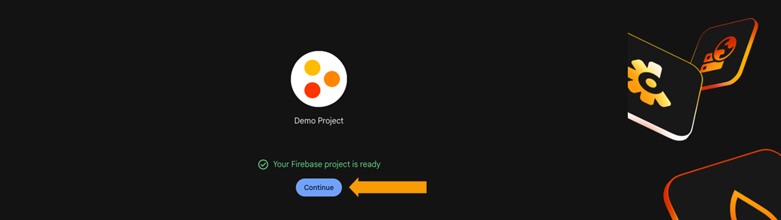 Firebase project overview page after the project is created