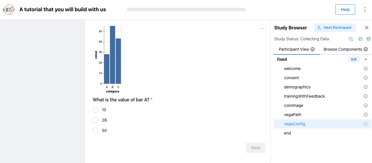 The tutorial study with the Vega-Lite chart components