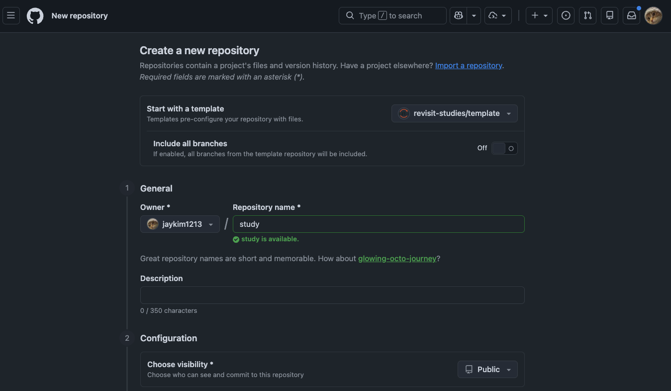 Create a new repository from the template
