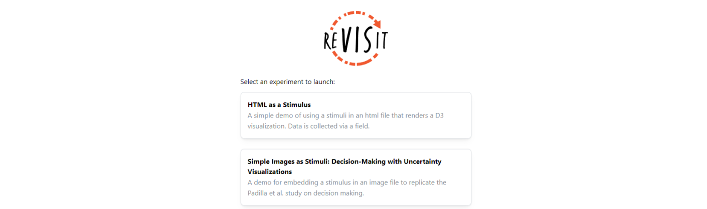 ReVISit demo study page running with Firebase storage enabled