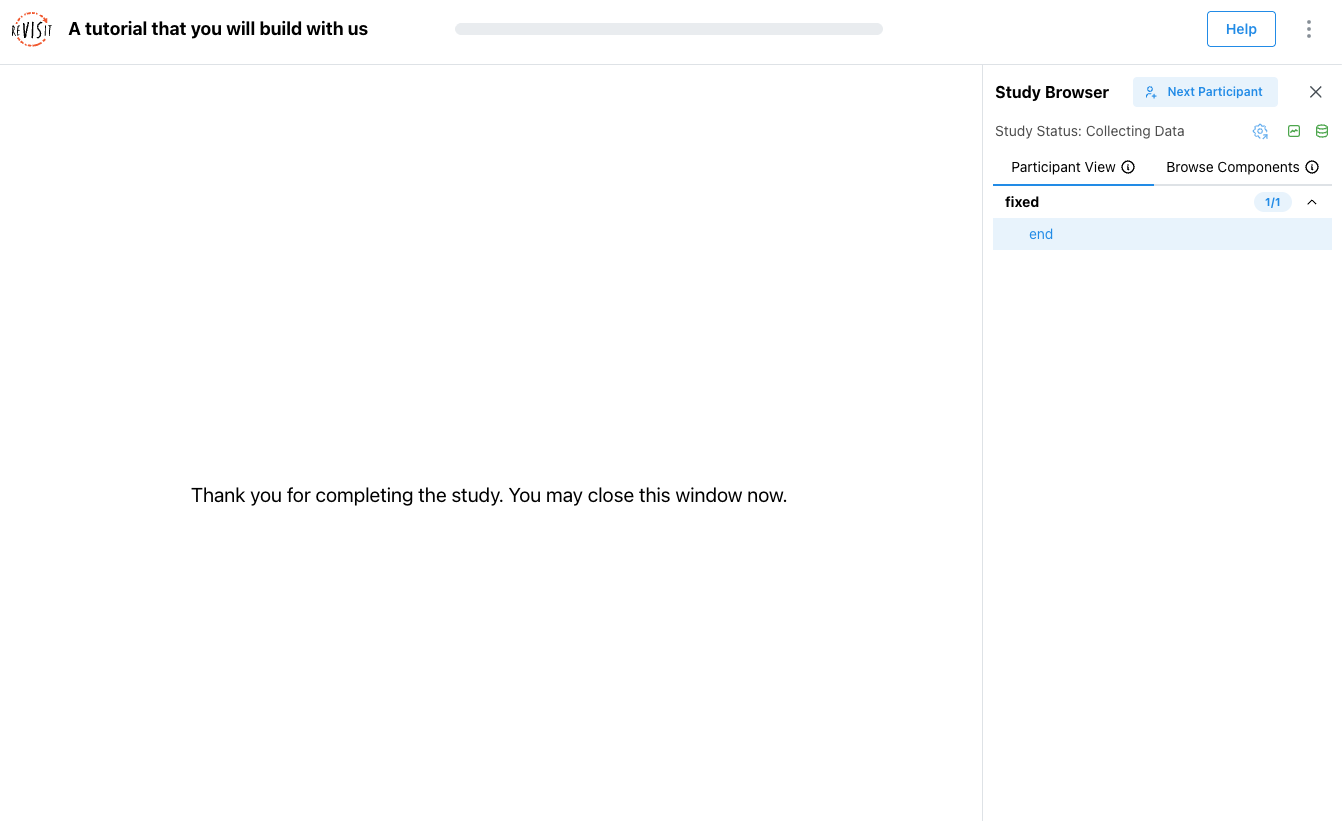 The tutorial study with the end page