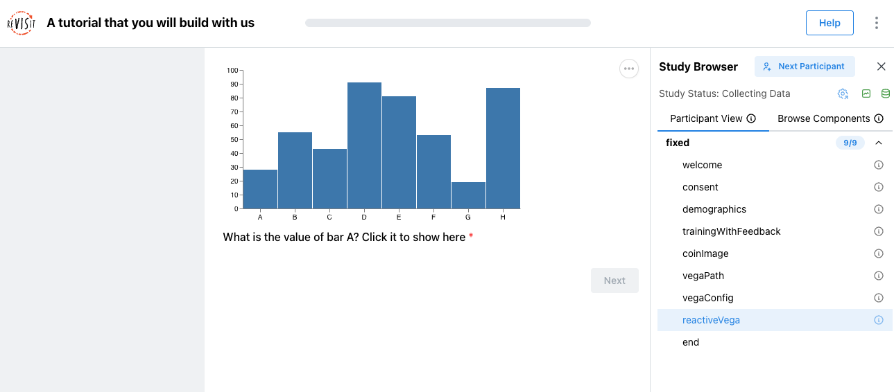 The tutorial study with the reactive Vega chart