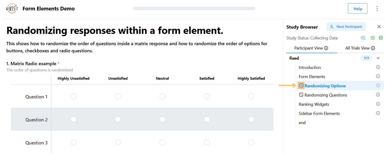 Randomize options icon