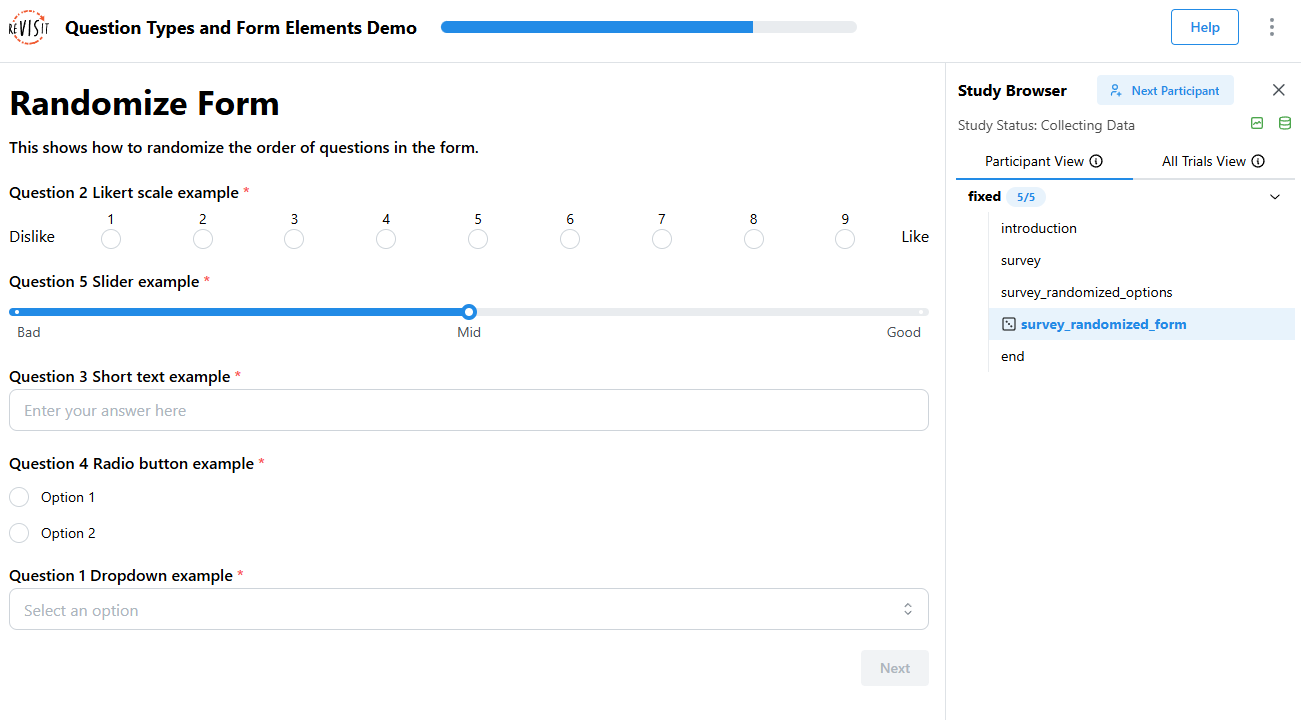 Randomization of form elements