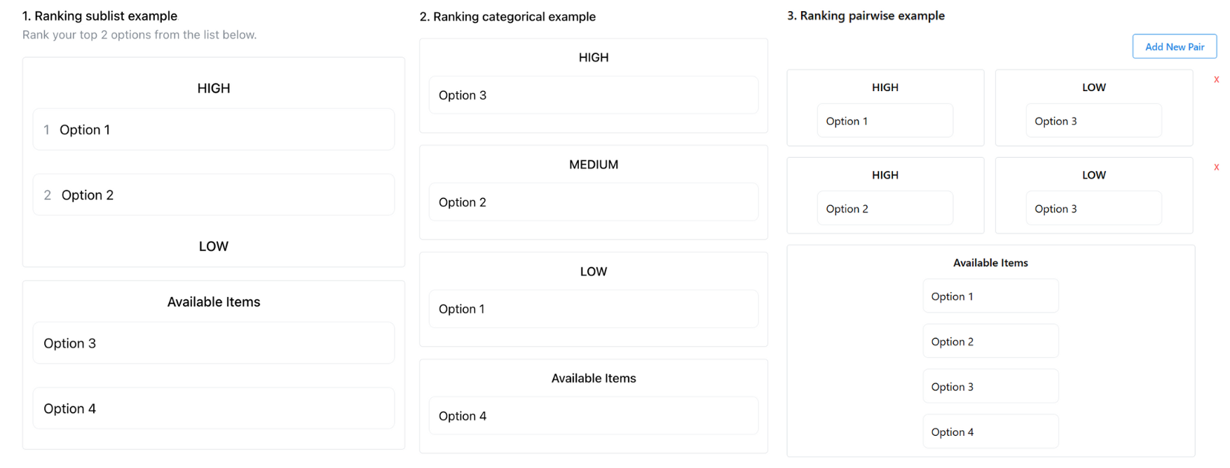 Examples of ranking widgets
