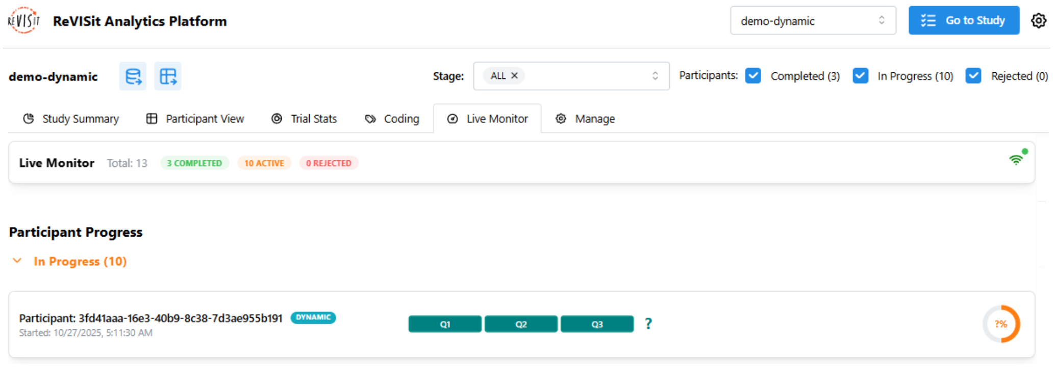Live monitor dynamic block