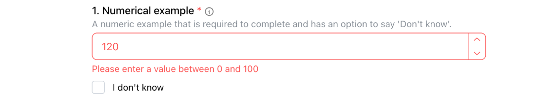 Numerical response with min 0 and max 100