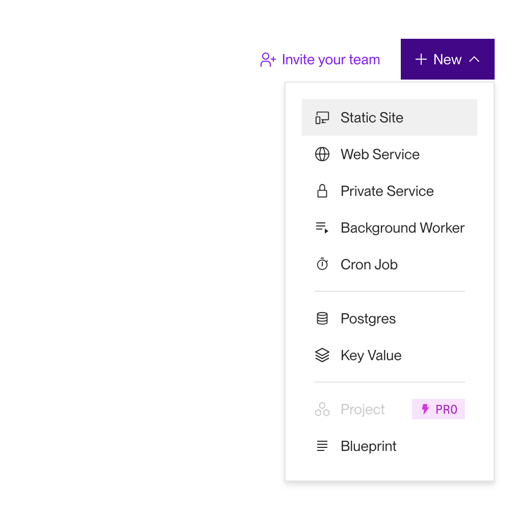 Clicking the render navbar to pick a new project