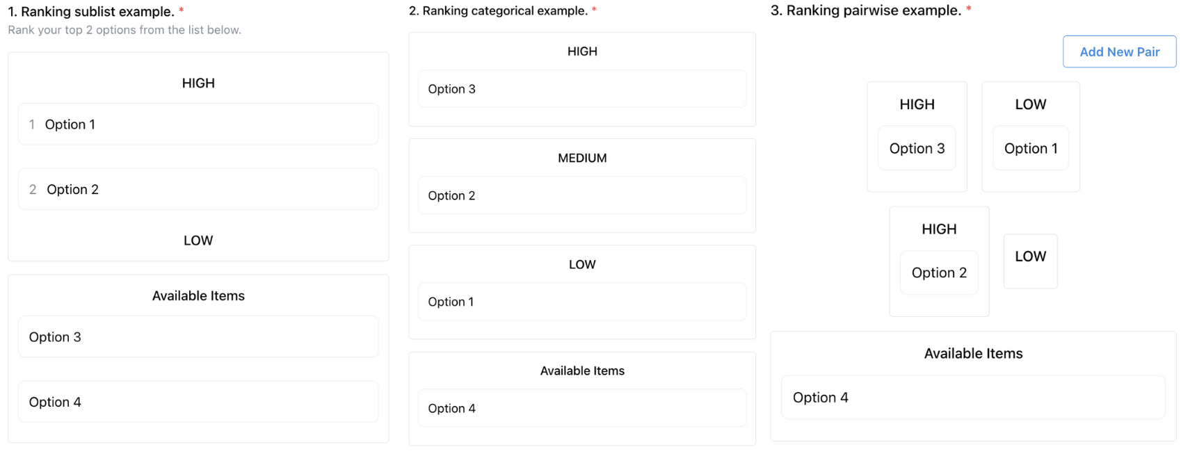 Examples of ranking widgets