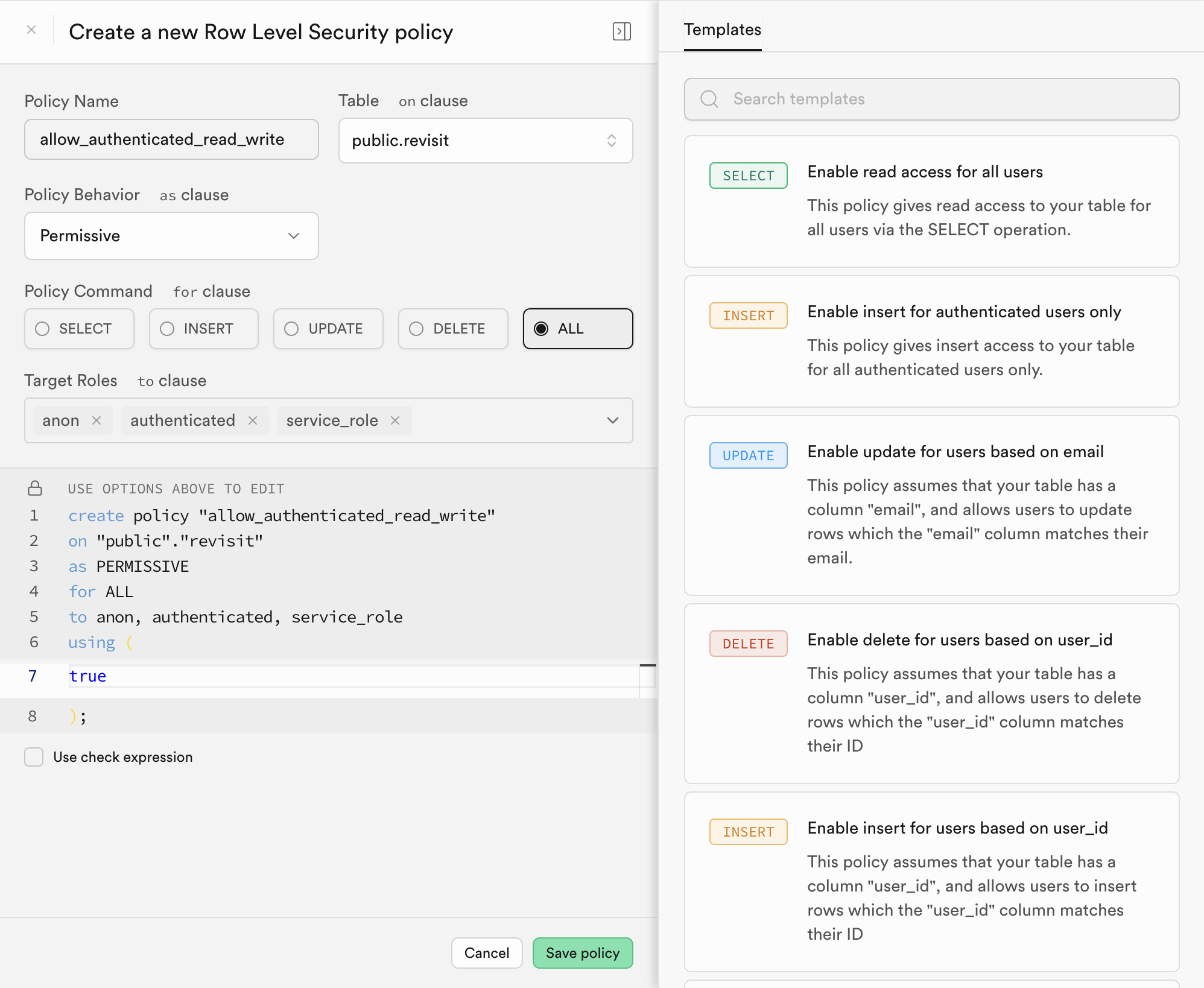 Configuring Supabase Home ReVISit