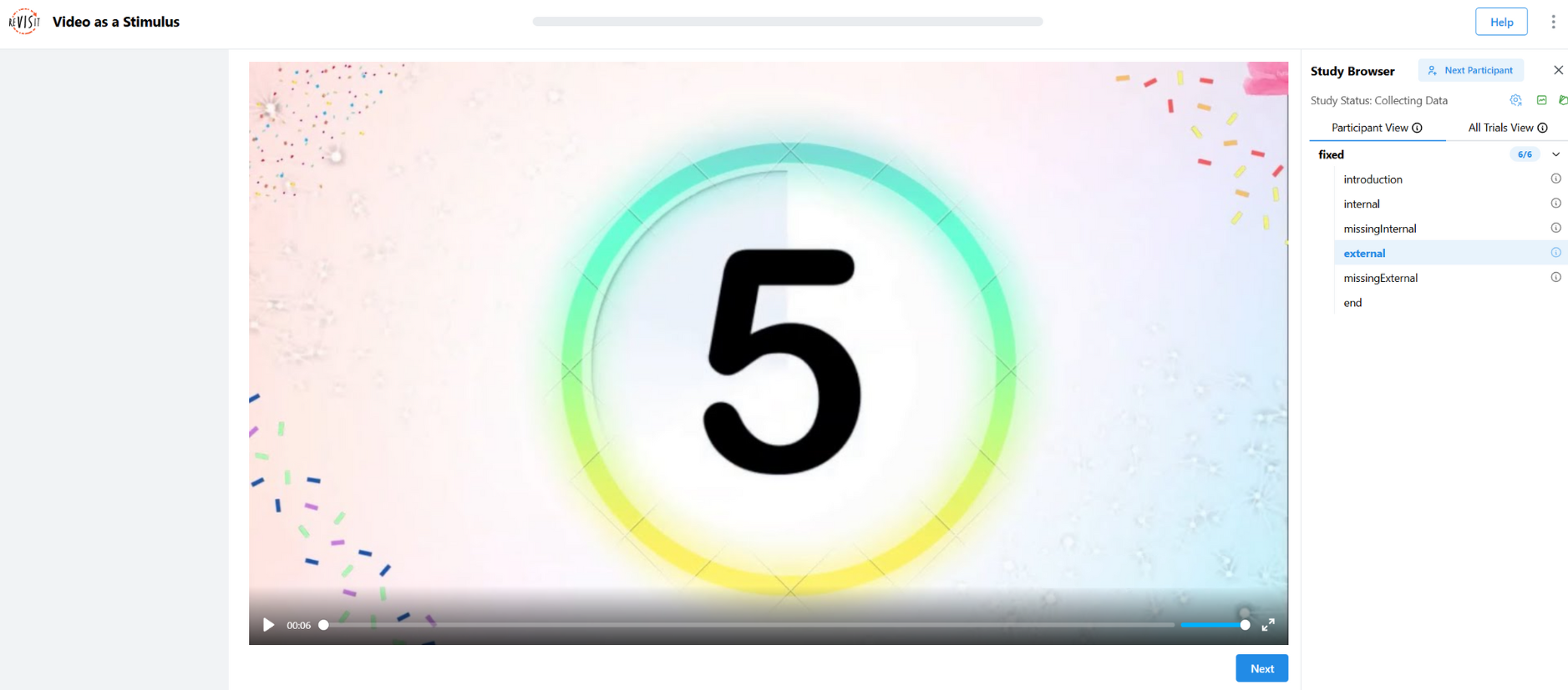 A YouTube video stimulus